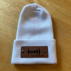 Love You To The Moon And Back Soundwave Newborn Baby Beanie - White - Not Custom